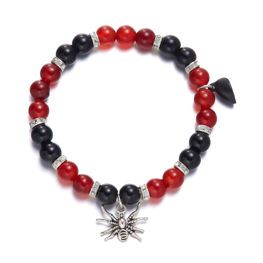 Halloween Spider Heart Magnetic Bead Bracelet Set